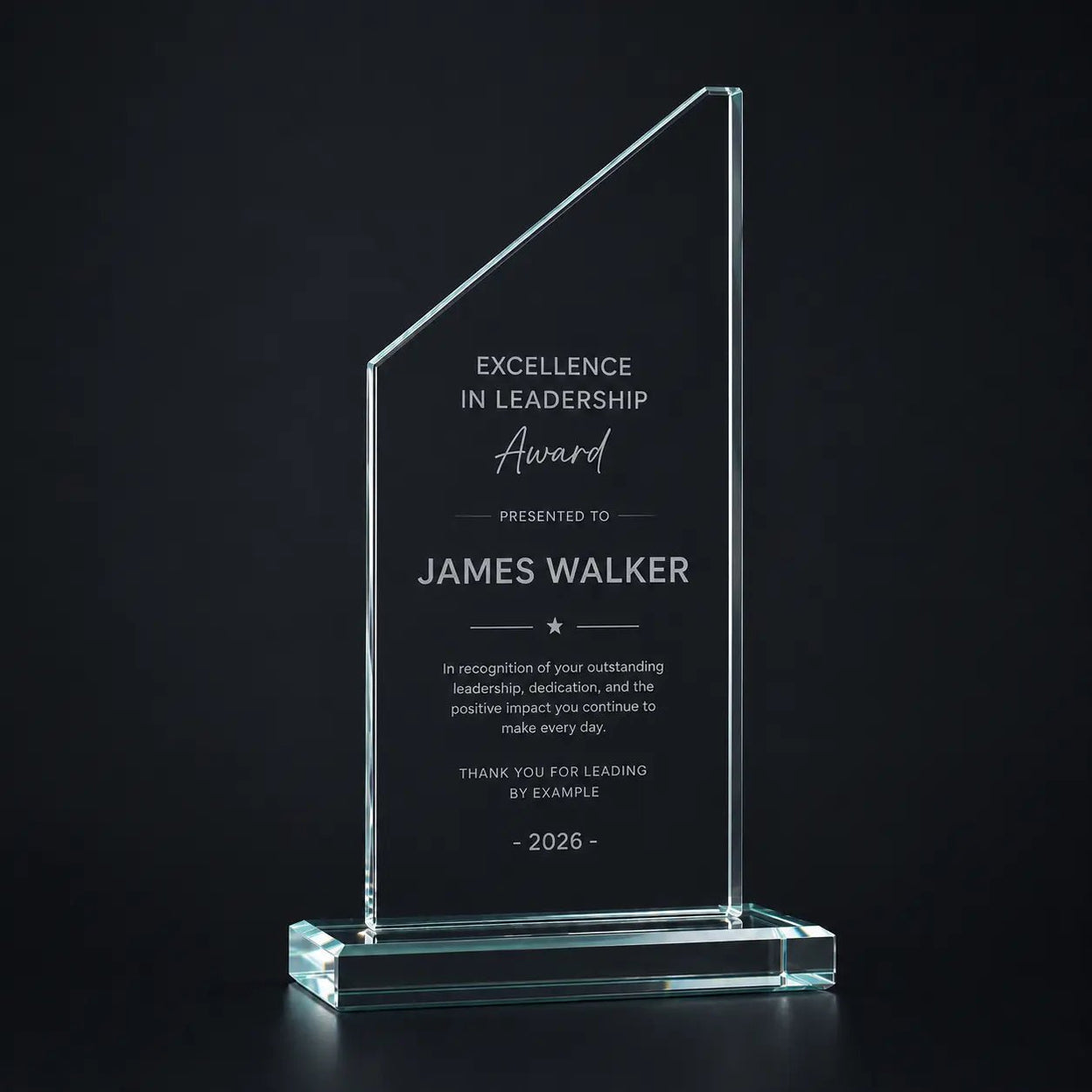 Personalised Glass Award Plaque