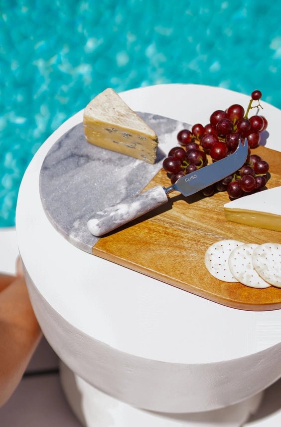 Personalised Grey Marble & Acacia Cheese Board - Pixel Burn Custom Laser Creations