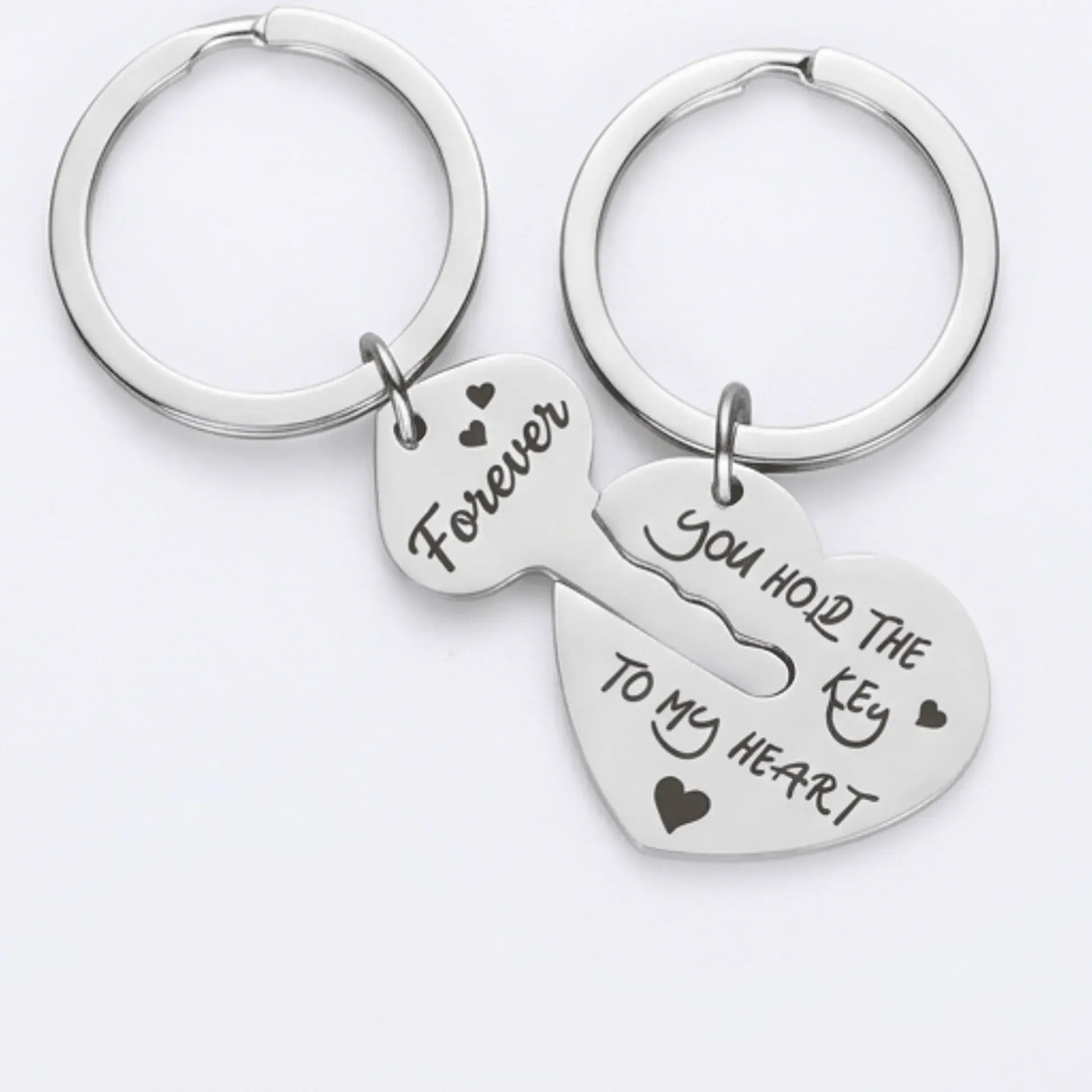 Personalised Keychain with Heart with Key Set - Pixel Burn Custom Laser Creations