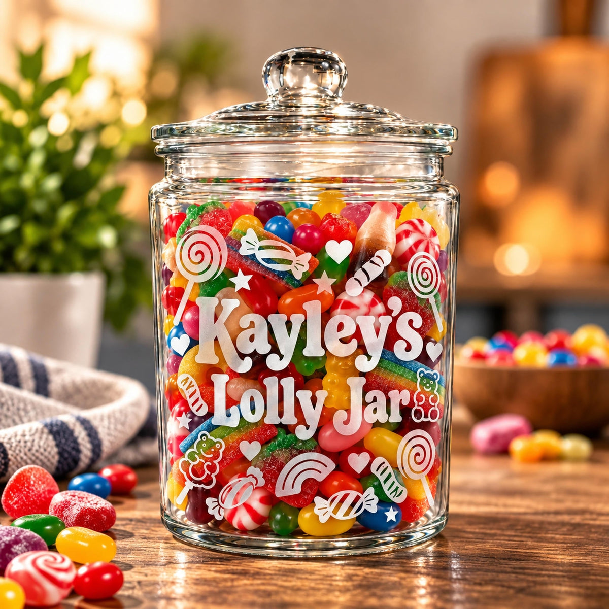 Personalised Lolly Jar - Pixel Burn Custom Laser Creations