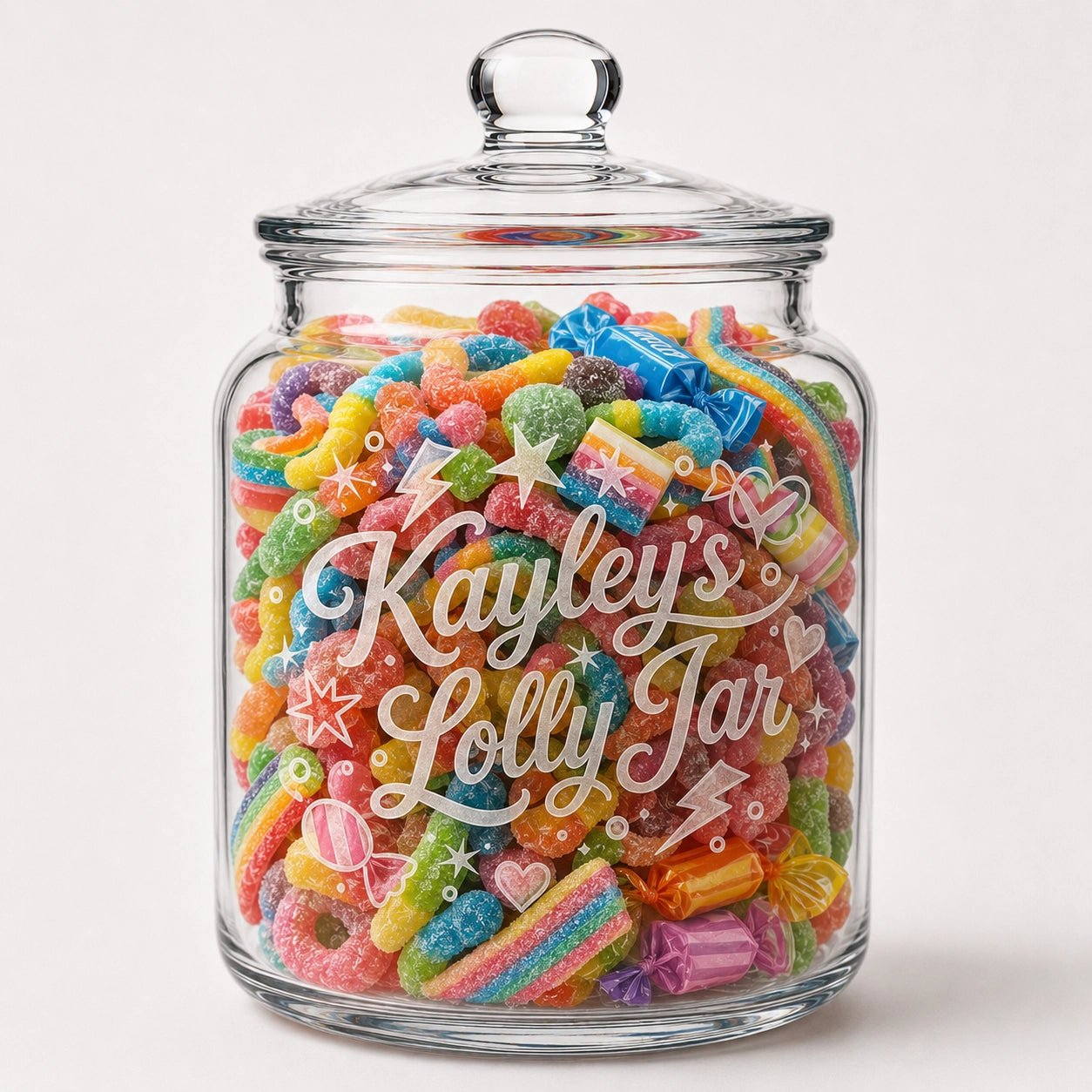 Personalised Lolly Jar - Pixel Burn Custom Laser Creations