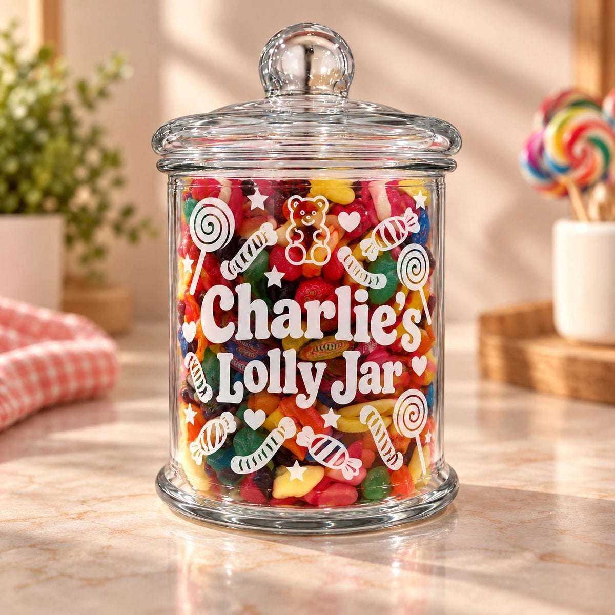 Personalised Lolly Jar - Pixel Burn Custom Laser Creations