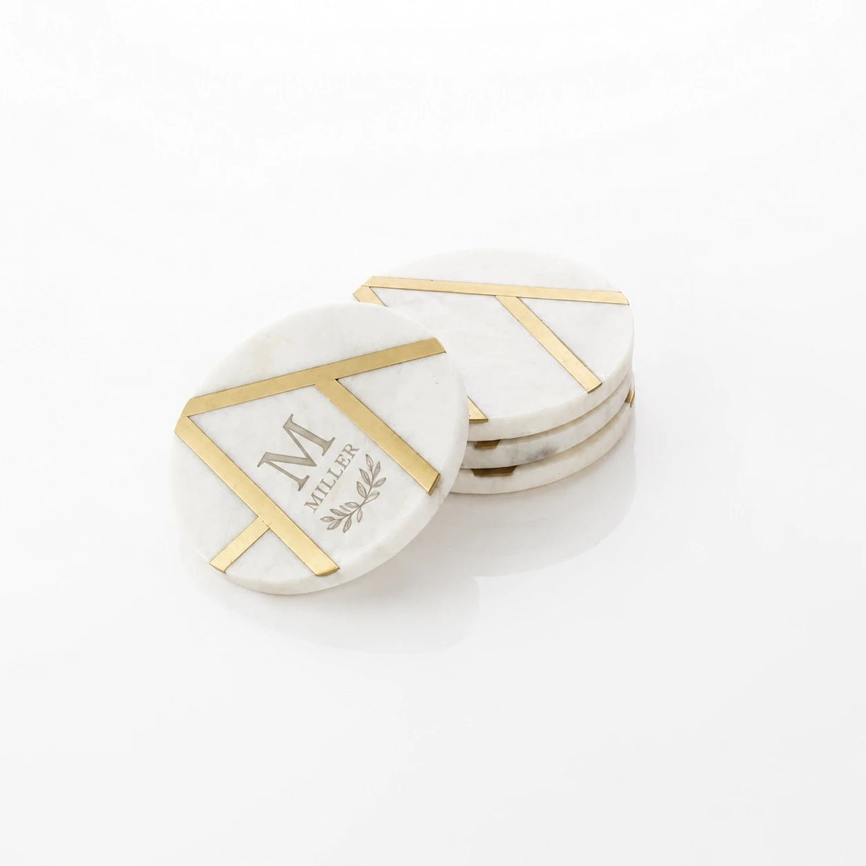 Personalised Marble & Brass Coasters (Set of 4)