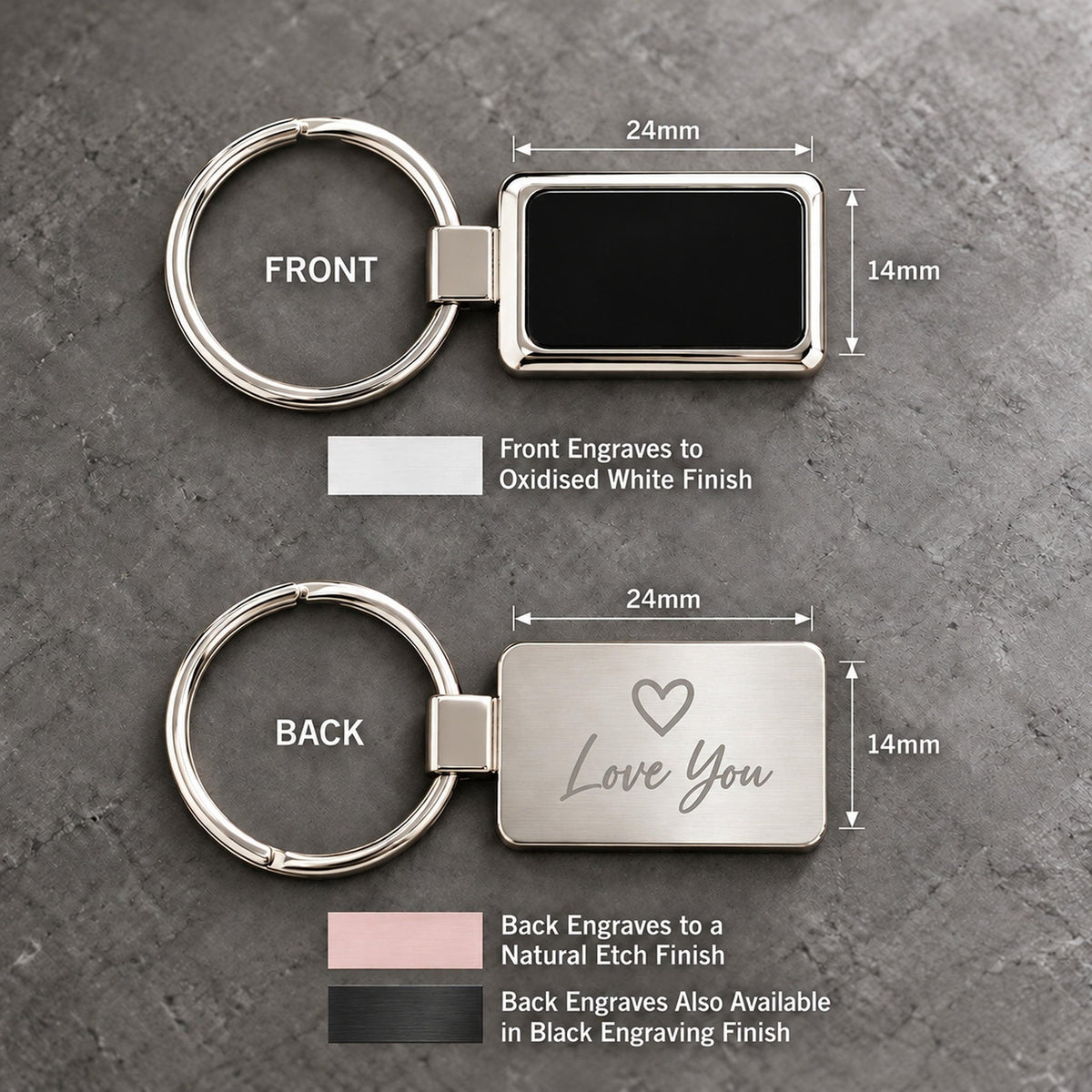 Personalised Metal Keyring - Custom Engraved - Pixel Burn Custom Laser Creations