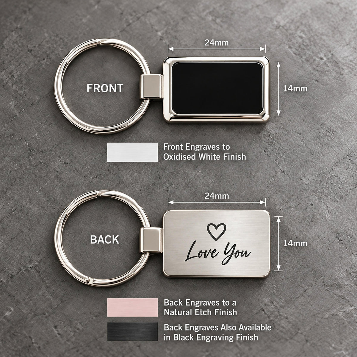 Personalised Metal Keyring - Custom Engraved - Pixel Burn Custom Laser Creations
