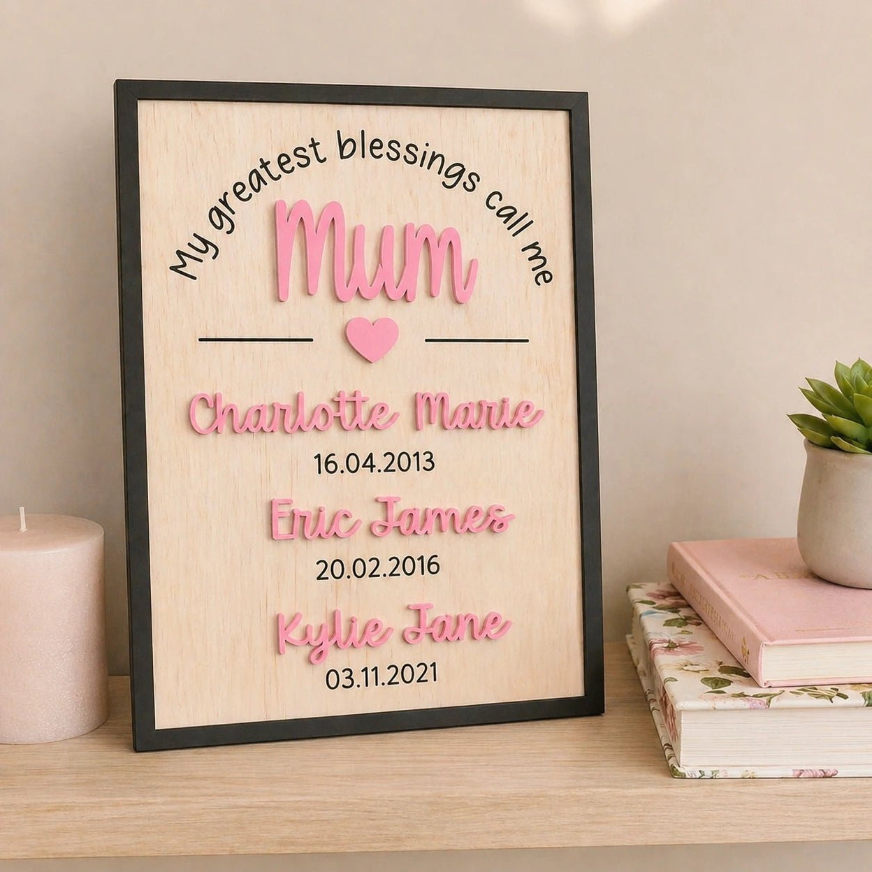 Personalised Mum & Kids Names Keepsake Frame
