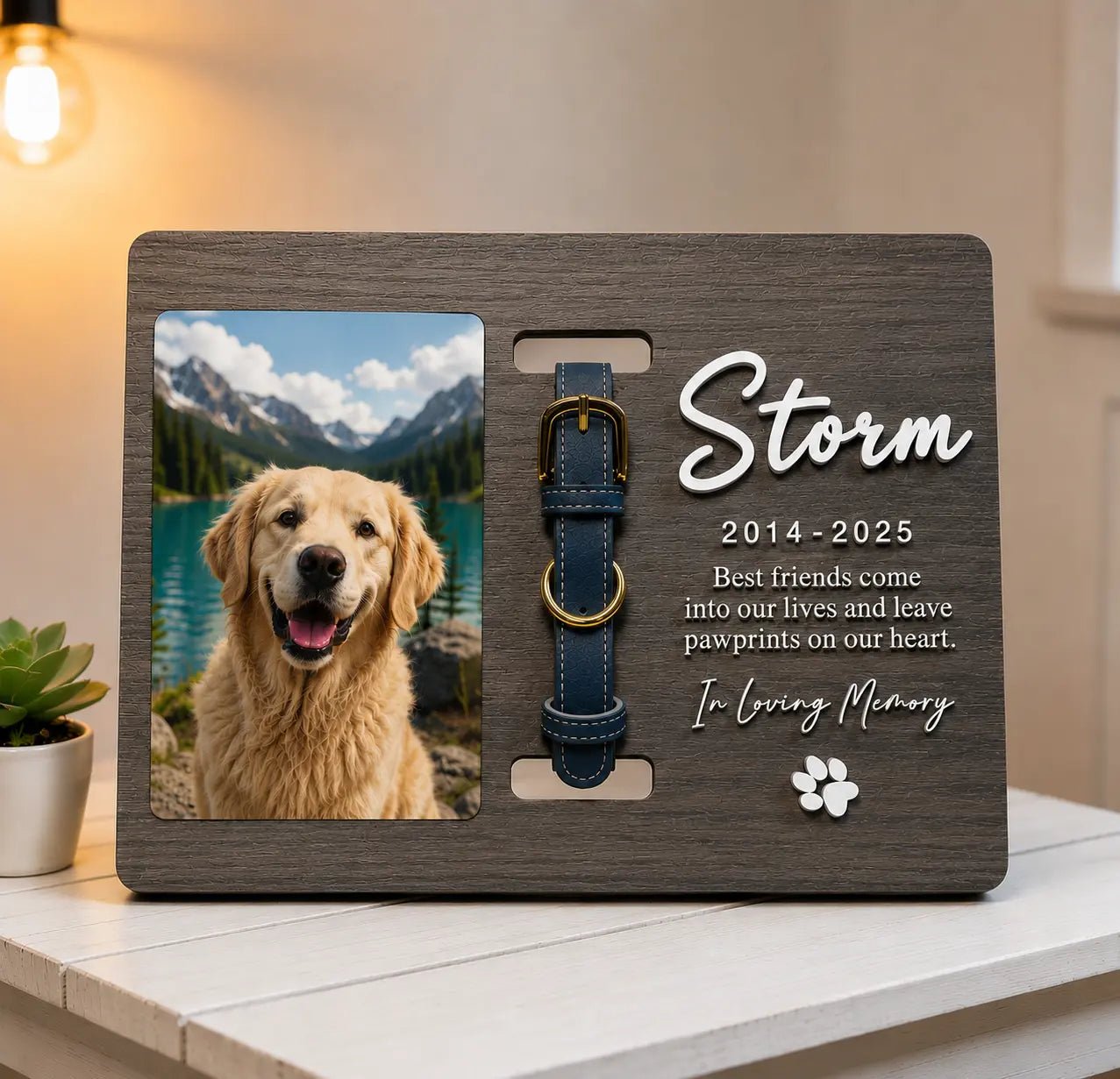 Personalised Pet Memorial Collar Frame - Pixel Burn Custom Laser Creations