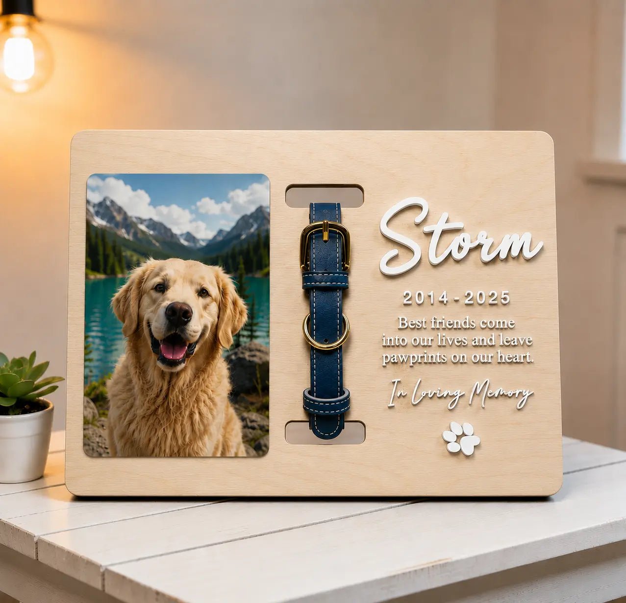 Personalised Pet Memorial Collar Frame - Pixel Burn Custom Laser Creations