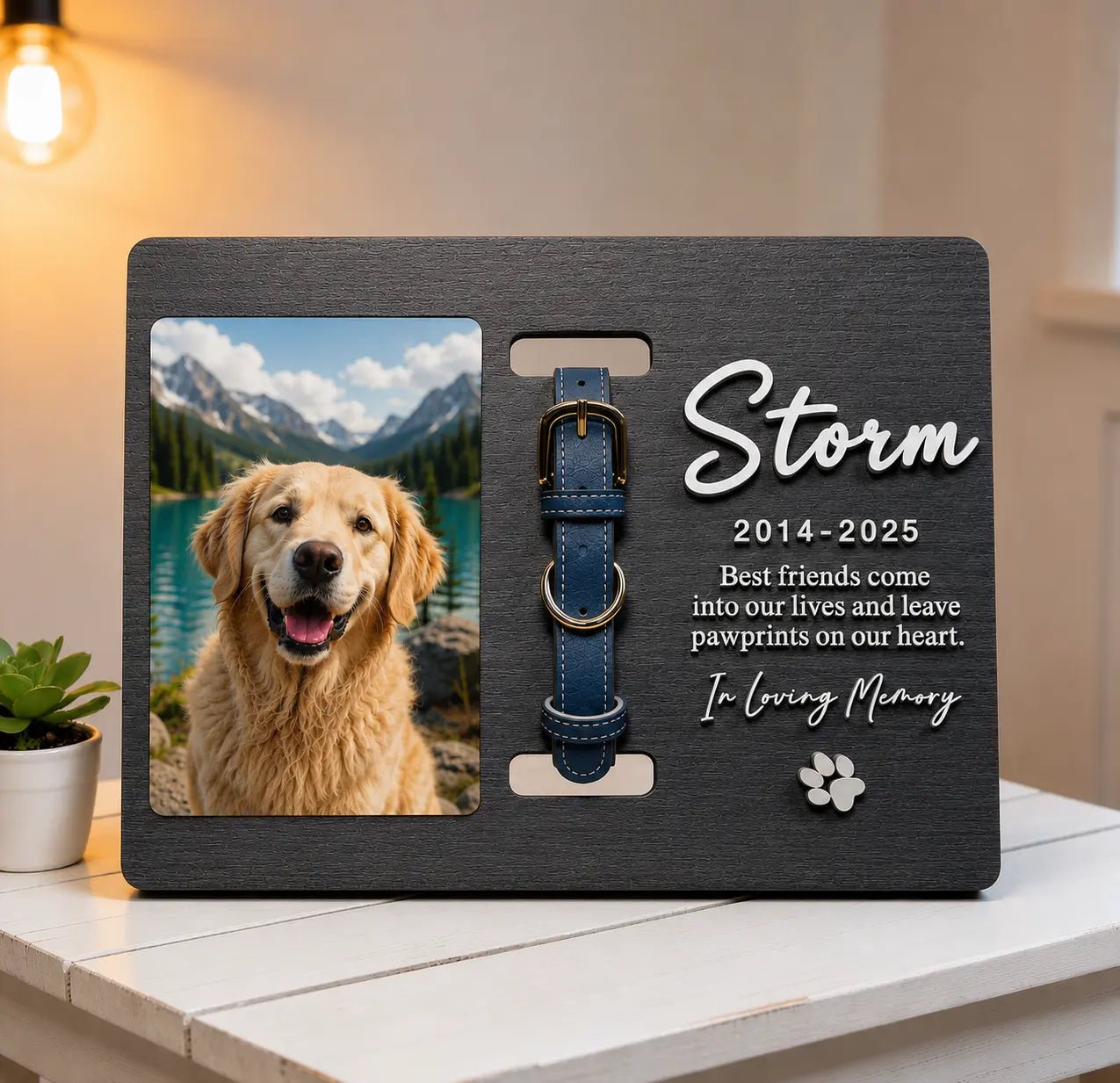 Personalised Pet Memorial Collar Frame - Pixel Burn Custom Laser Creations