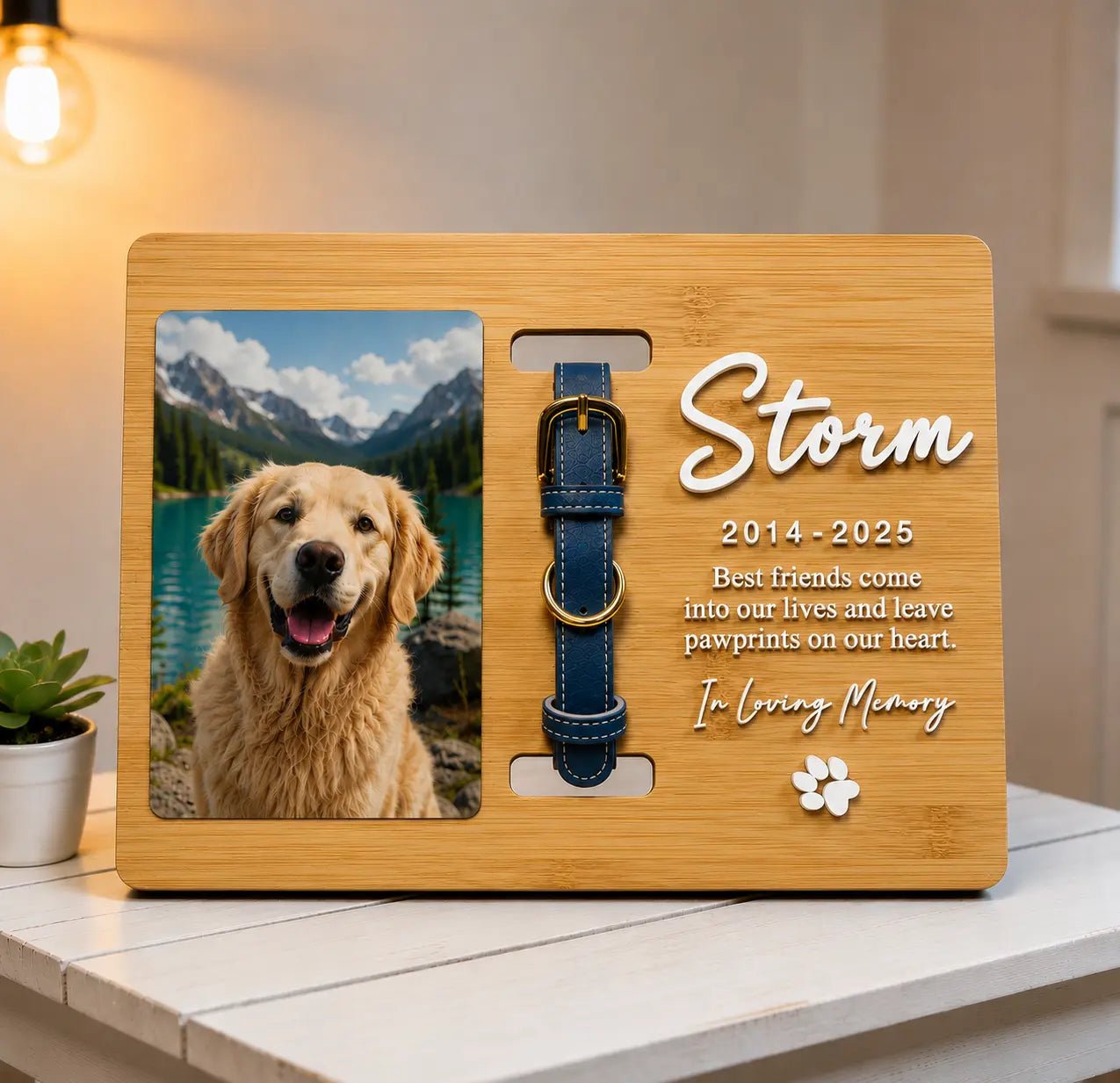 Personalised Pet Memorial Collar Frame - Pixel Burn Custom Laser Creations