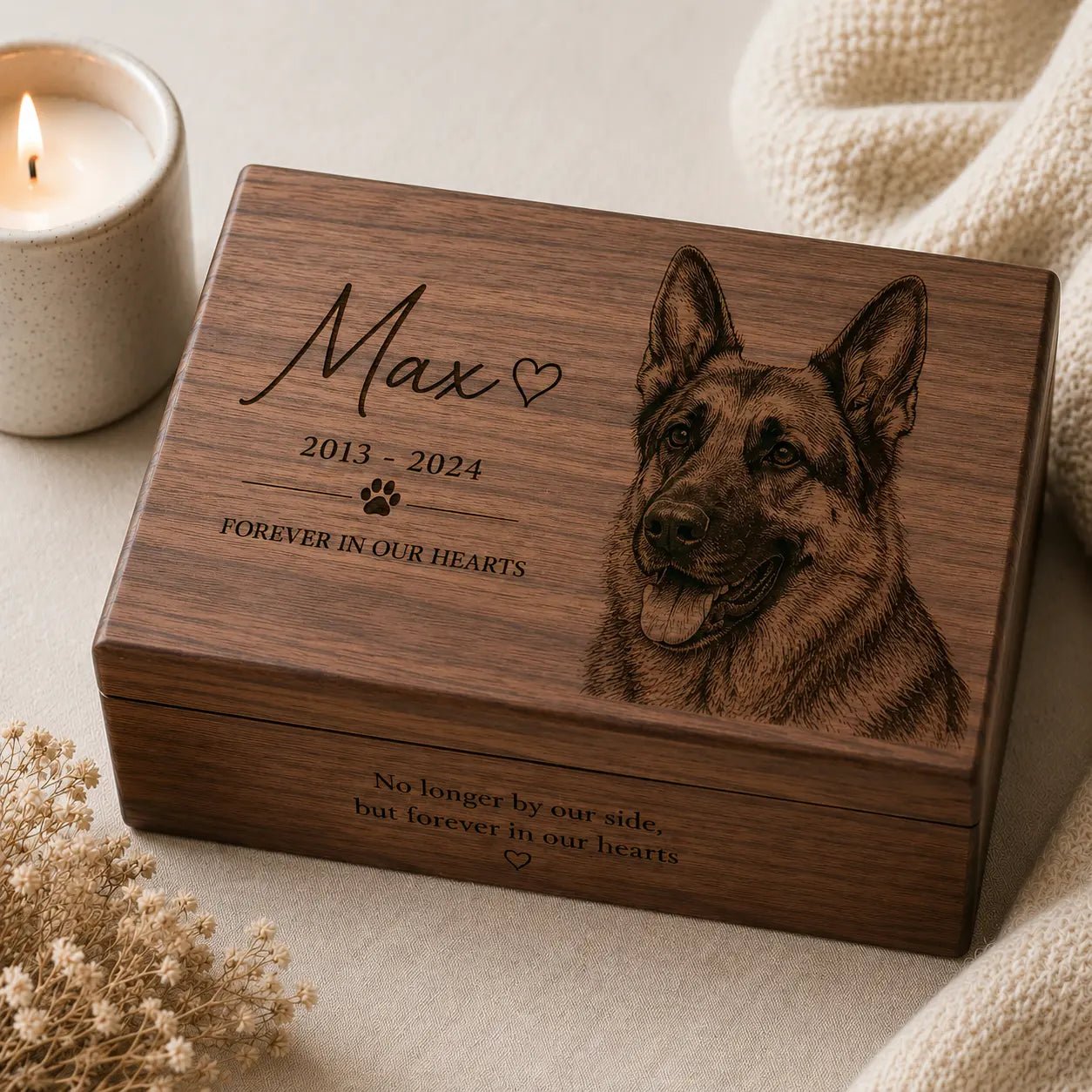 Personalised Pet Memorial Urn Box - Pixel Burn Custom Laser Creations