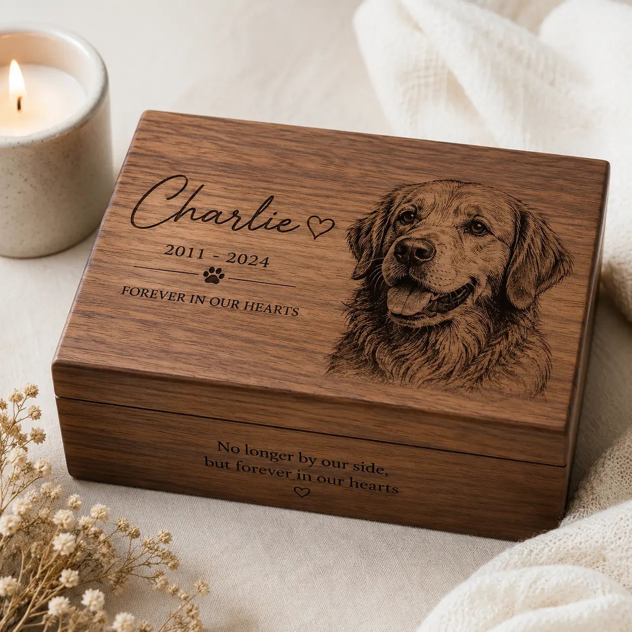 Personalised Pet Memorial Urn Box - Pixel Burn Custom Laser Creations