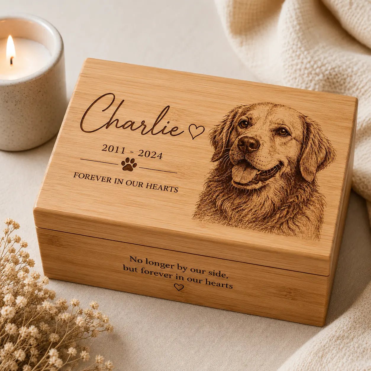 Personalised Pet Memorial Urn Box - Pixel Burn Custom Laser Creations