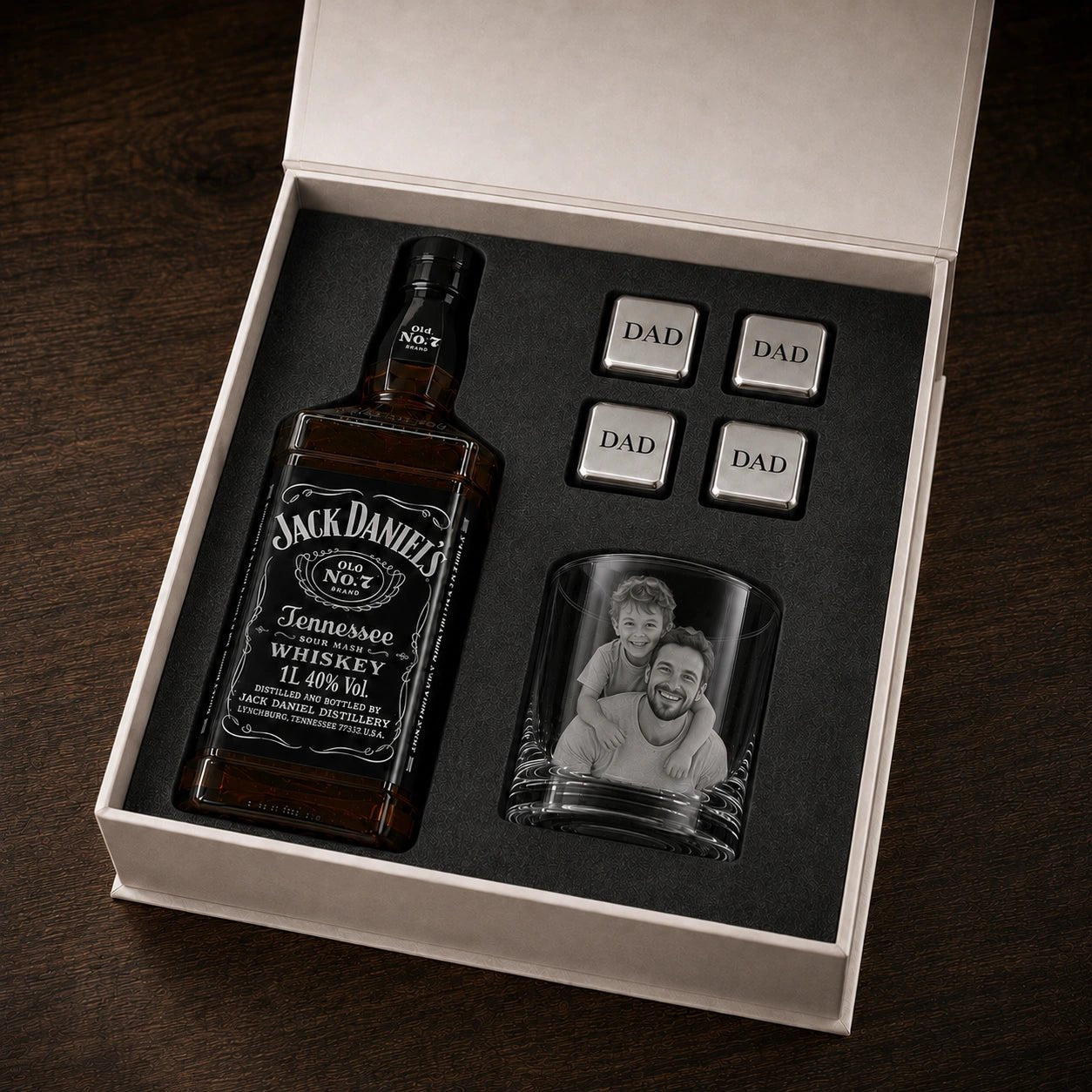 Personalised Photo Glass and Whiskey Gift Set – Old No. 7 - Pixel Burn Custom Laser Creations