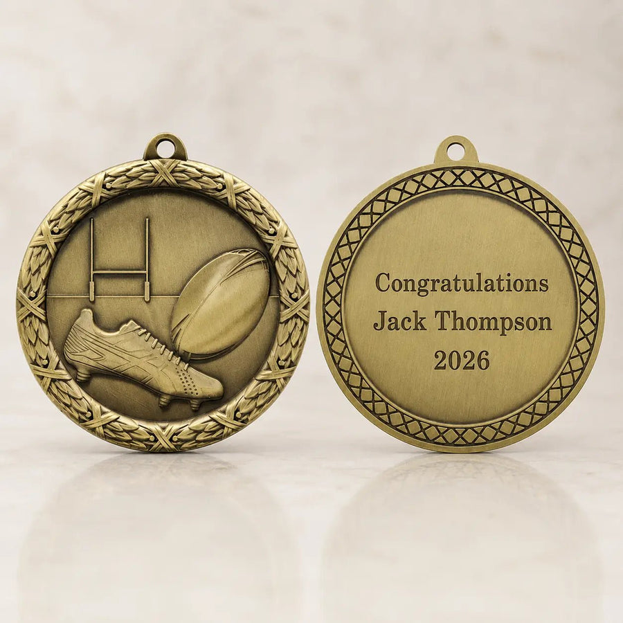 Personalised Rugby Medal - Pixel Burn Custom Laser Creations