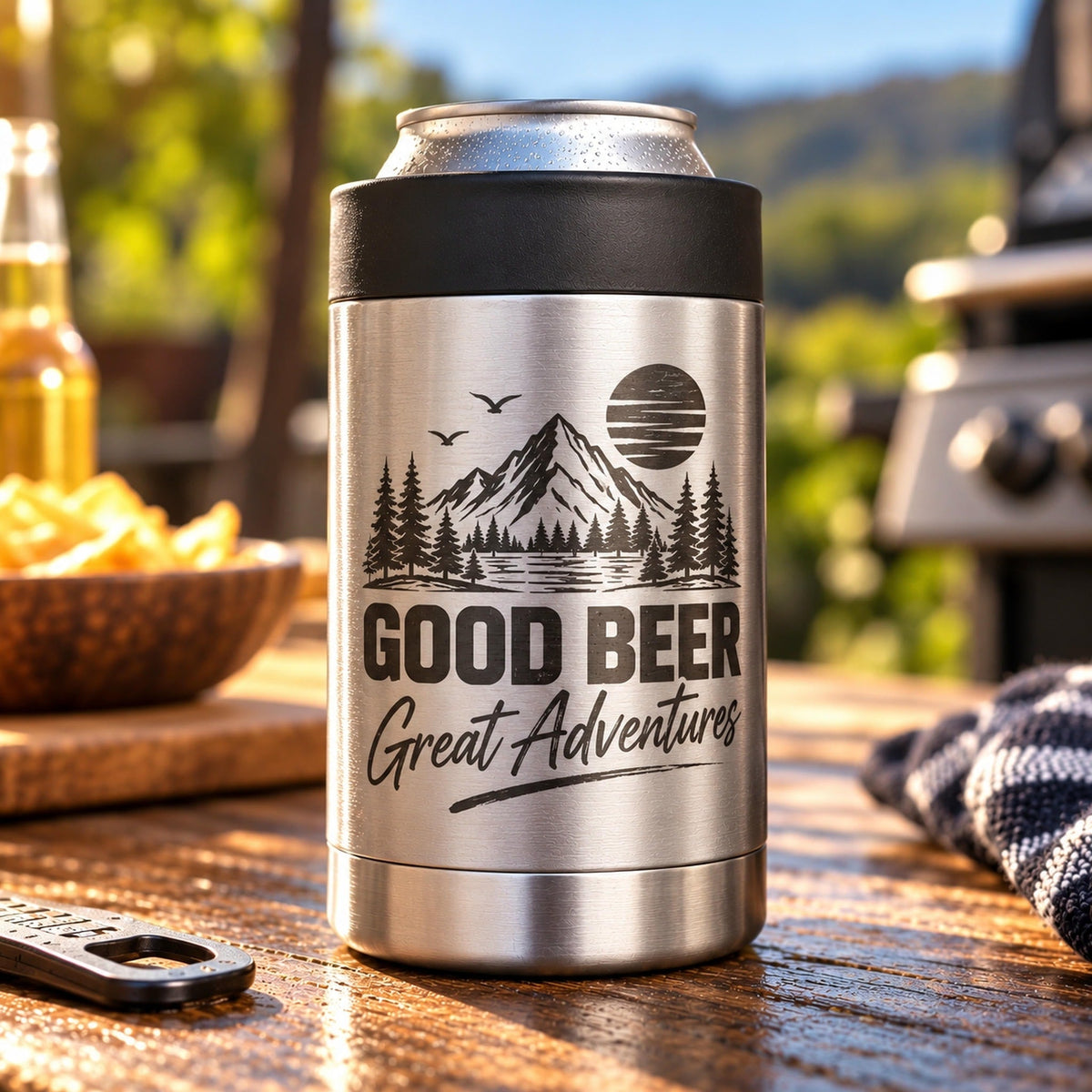 Personalised Stainless Steel Stubby Cooler - Pixel Burn Custom Laser Creations