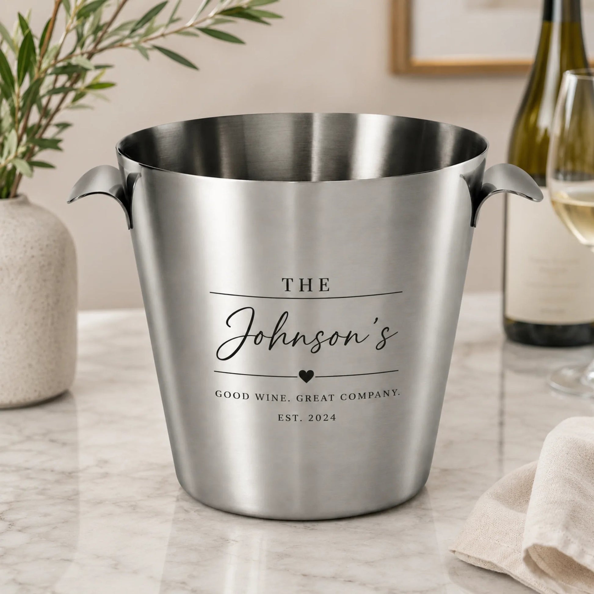 Personalised Stainless Steel Wine Bucket - Pixel Burn Custom Laser Creations
