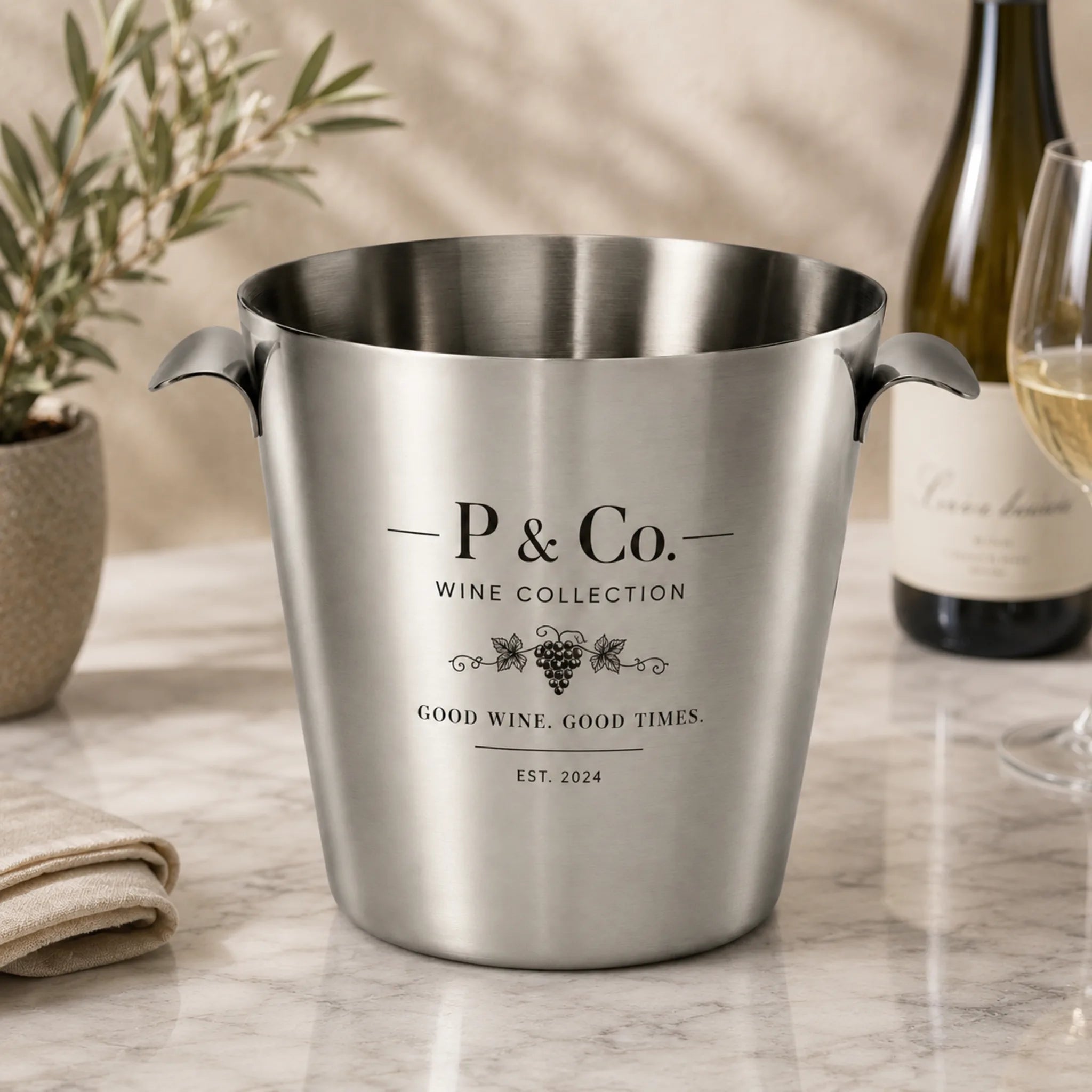 Personalised Stainless Steel Wine Bucket - Pixel Burn Custom Laser Creations