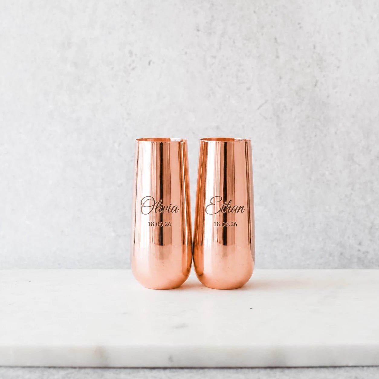 Personalised Stemless Champagne Flutes - Pixel Burn Custom Laser Creations