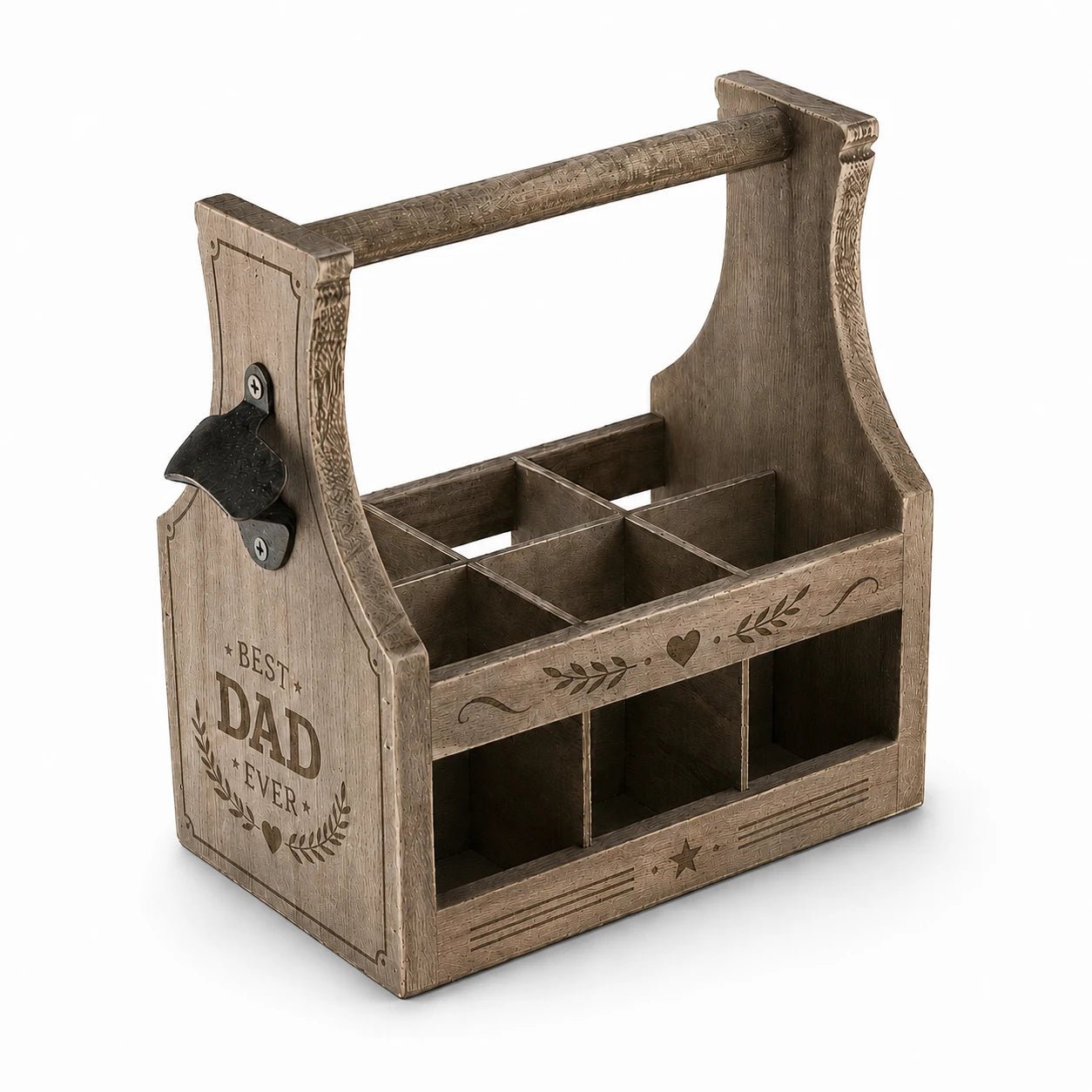 Personalised Wooden Beer Caddy with Bottle Opener - Pixel Burn Custom Laser Creations