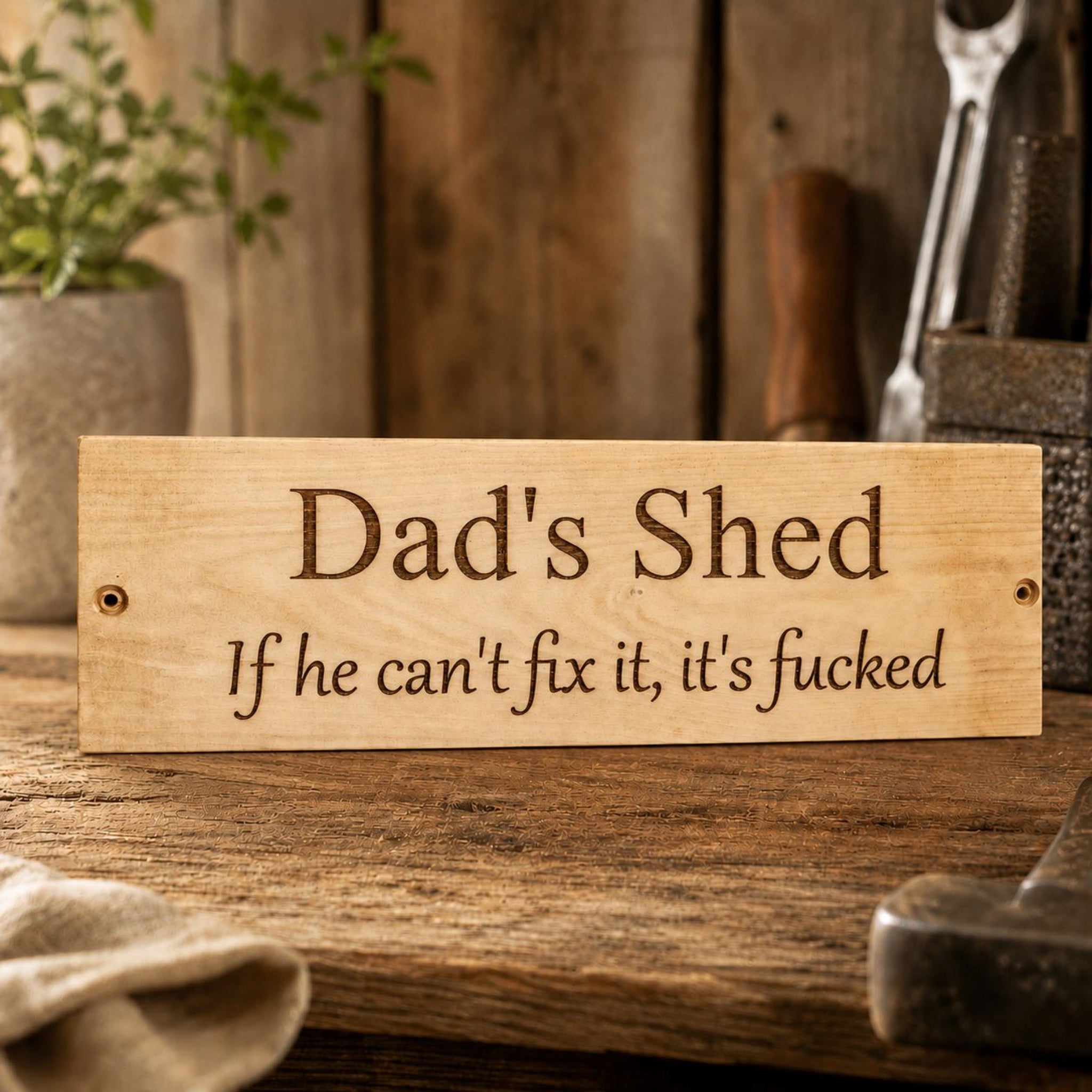 Personalised Wooden Shed Sign - Pixel Burn Custom Laser Creations